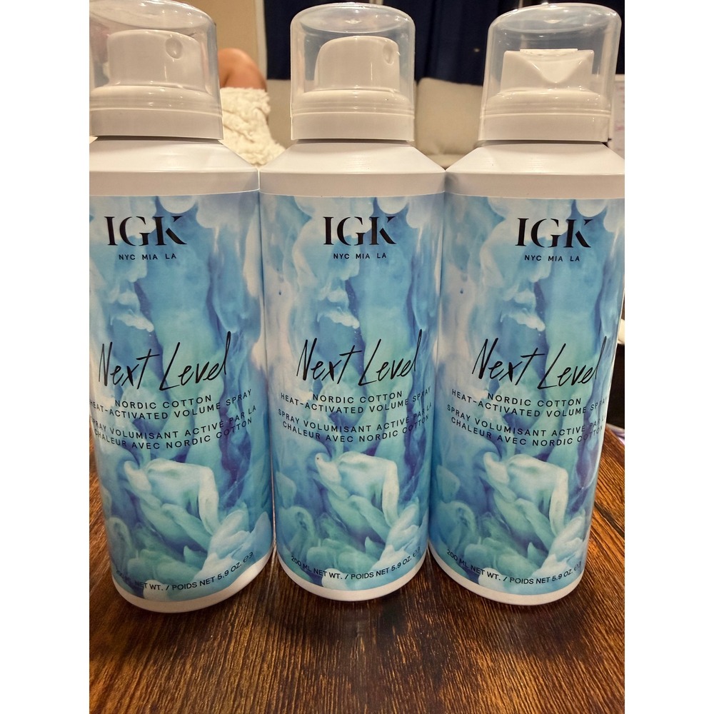 3pk IGK Next Level Nordic Cotton Heat-Activated Volume Spray 5.9oz Each New